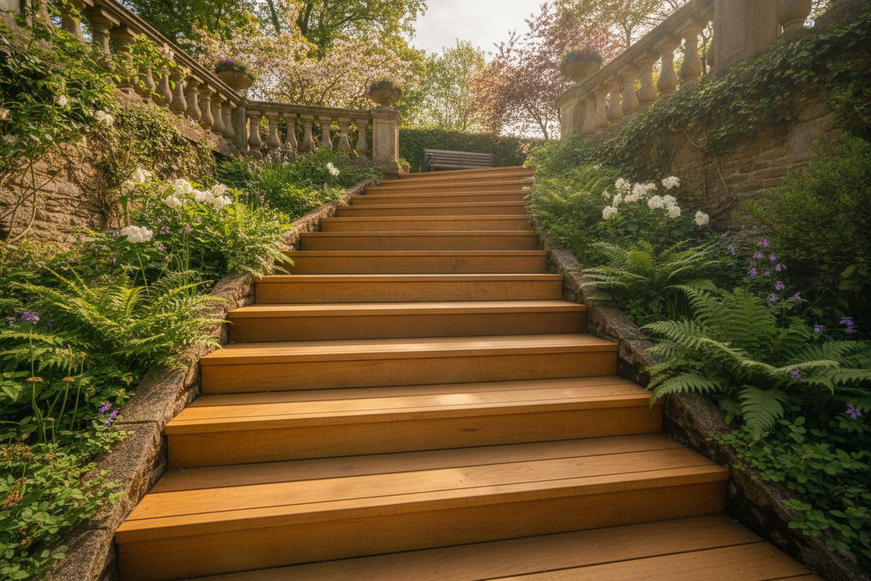 Escalier extérieur en bois : bien choisir l’essence, le format et la pose