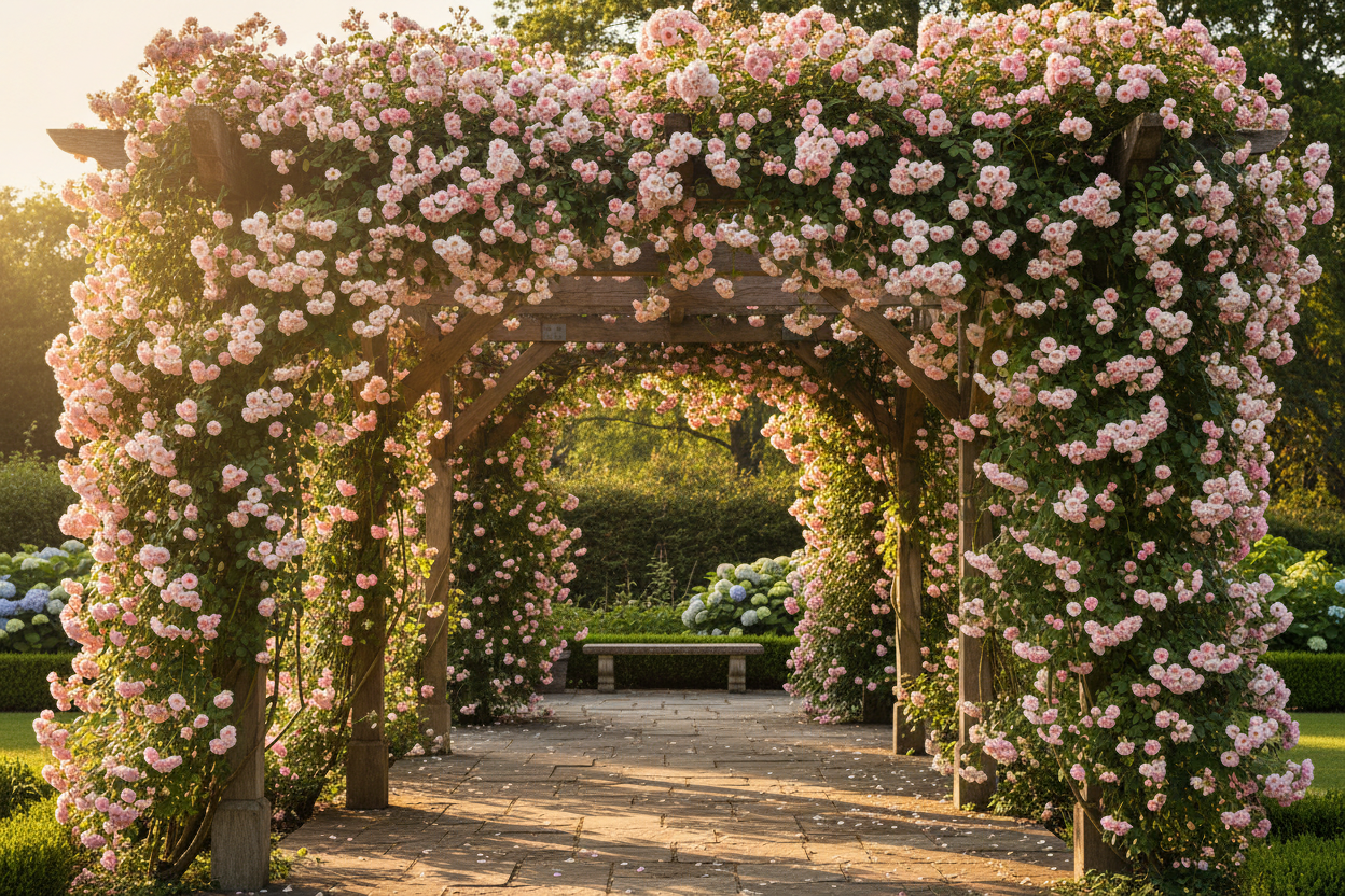 Rosier grimpant sur pergola : bien choisir, planter et entretenir pour une floraison durable