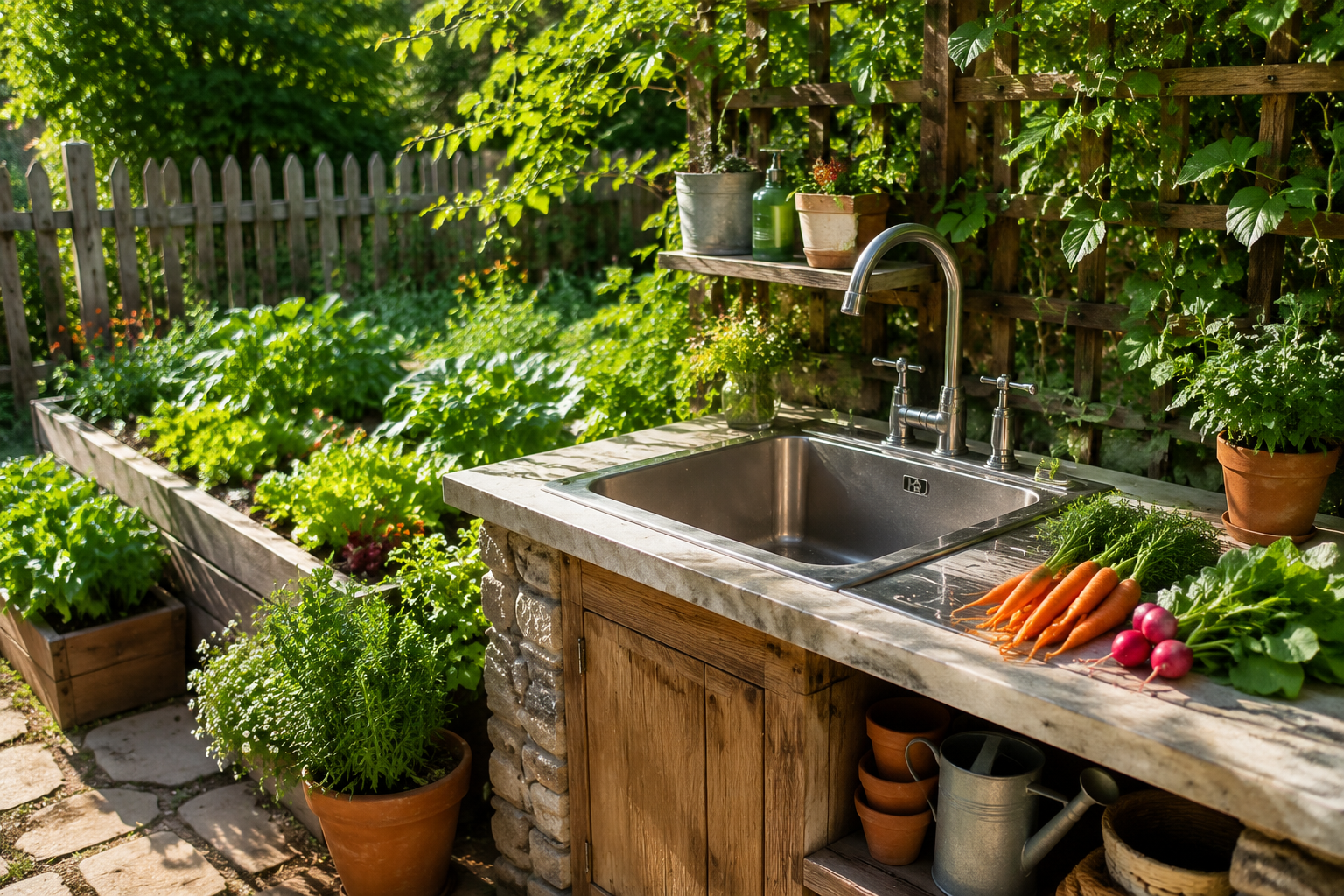 Évier de jardin : bien le choisir, le raccorder et l’installer durablement
