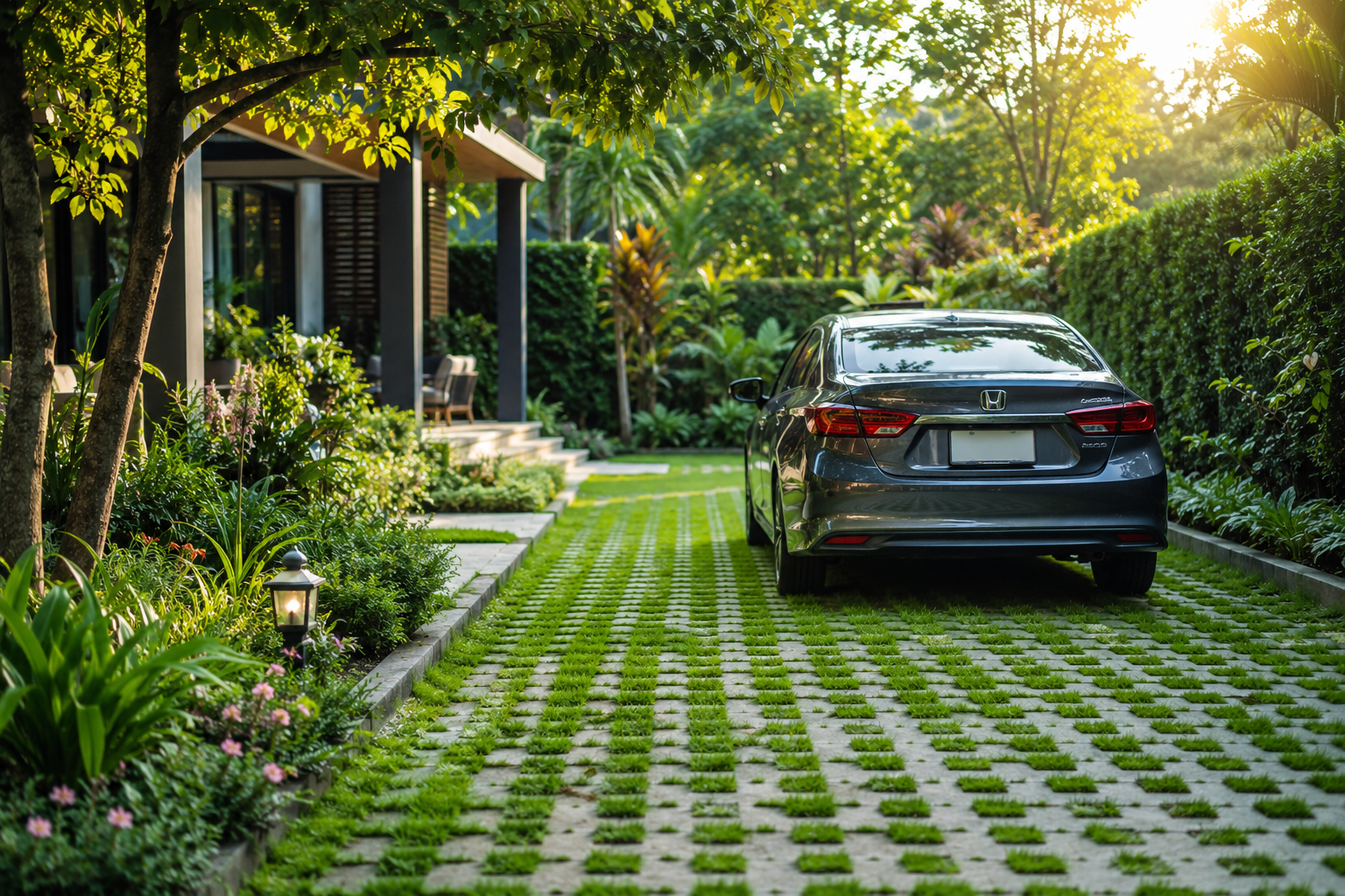 Grille gazon : le bon choix pour créer une allée carrossable drainante et végétalisée
