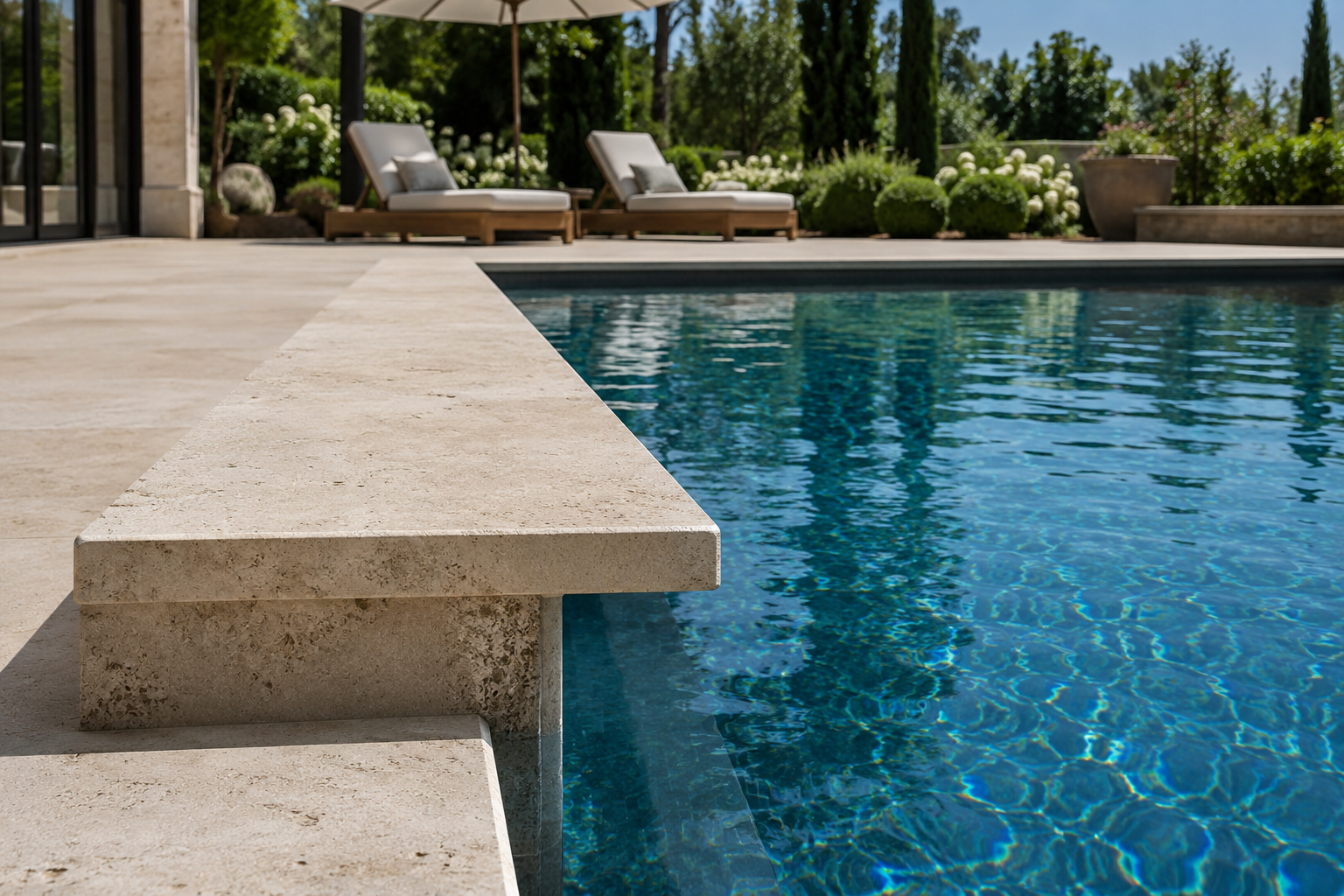 Margelle de piscine avec retombée : définition, avantages, pose et matériaux à choisir